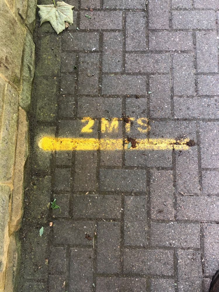 A line and 2 MTS sprayed on to a pavement
