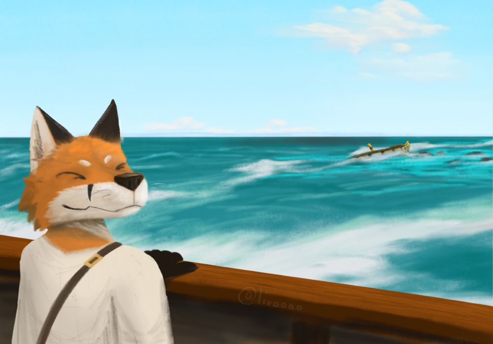 The silly rapscallion looks out into the sea,
a shipwreck is sighted