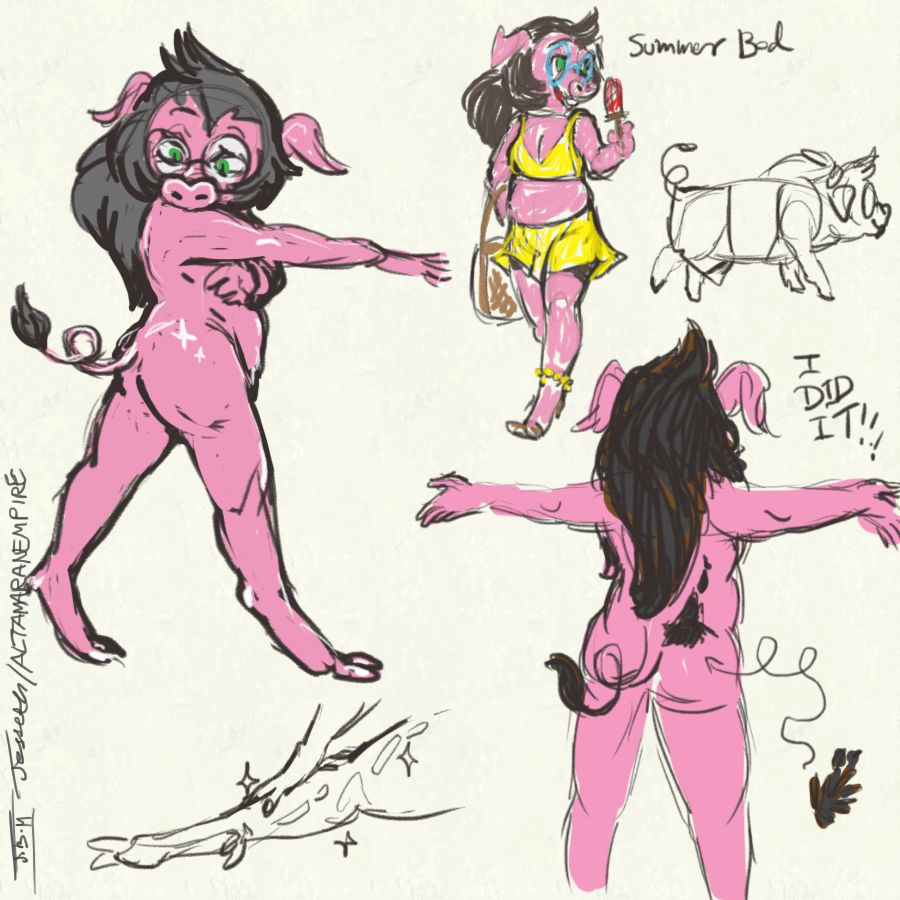 Transition to mostly hair free skin... Well,maybe a patch on her back. Ready for the pool.