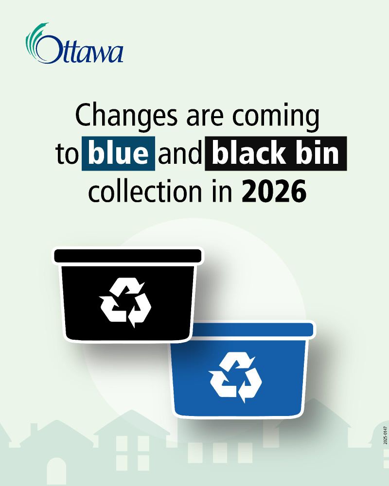 Blue and black bin. Text reads ‘changes are coming to blue and black bin collection in 2026’