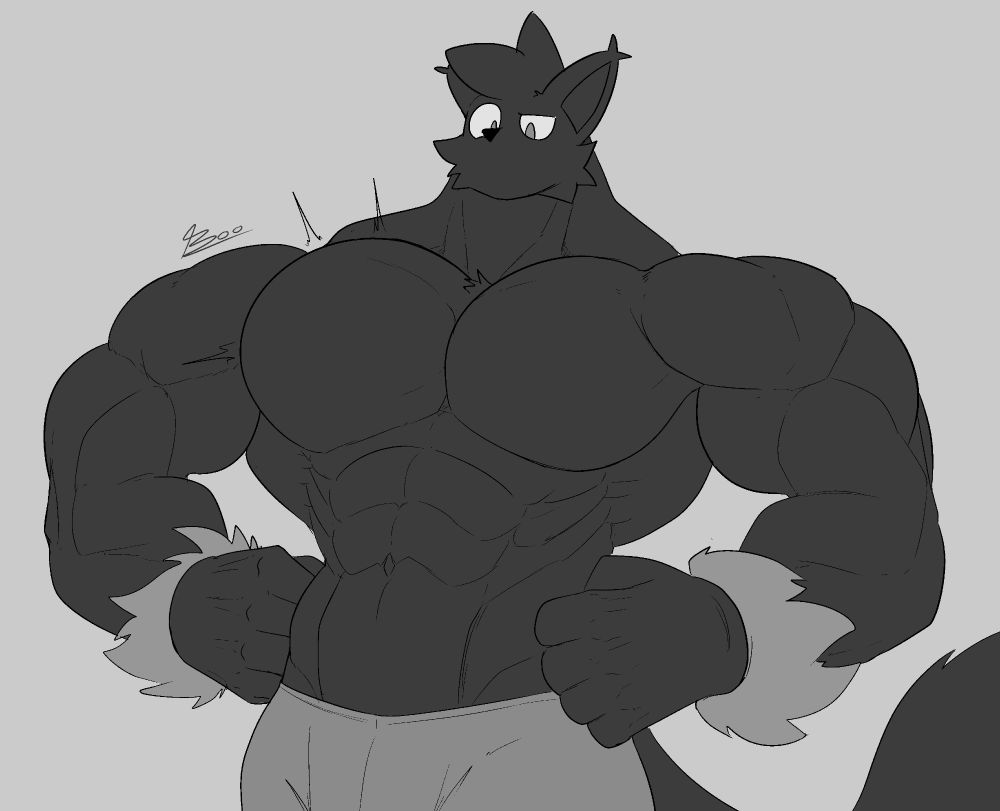 Tamcin flexing his pecs.
