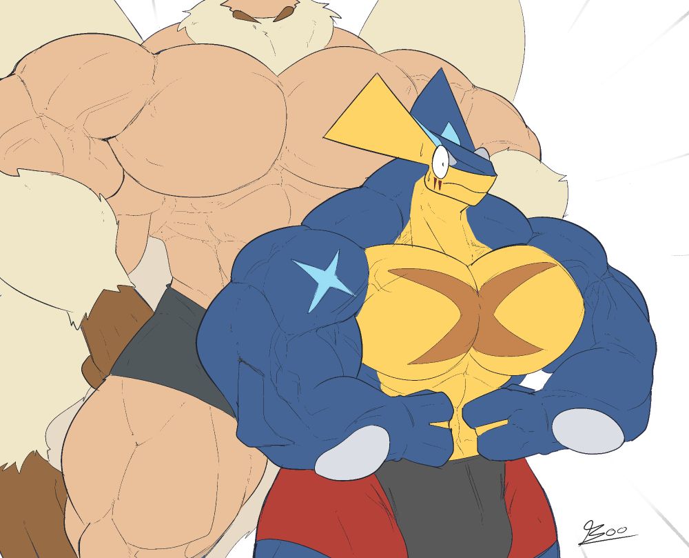 Zen flexing his muscles but feels uneasy as he senses something big looming over behind him (Rex)