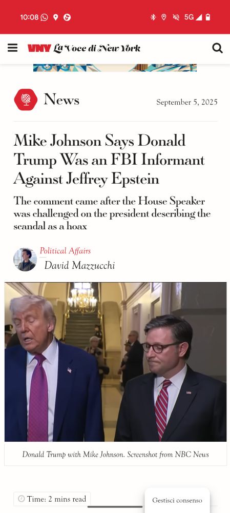 Überschrift die leider echt und ernst gemeint ist:

Mike Johnson Says Donald Trump Was an FBI Informant Against Jeffrey Epstein
The comment came after the House Speaker was challenged on the president describing the scandal as a hoax