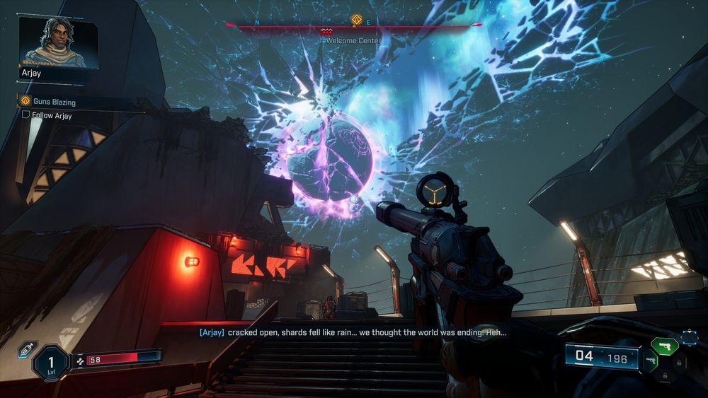 Nachts schaut der Character in den Himmel über Kairos zum Urheber vielerlei Probleme: dem Mond (der vorher gar nicht da war) im Status des Zerbrechens, aus ihm wabert lilafarbene Energie hervor, während der Himmel im ihn Rum wie Glas zu zersplittern scheint 