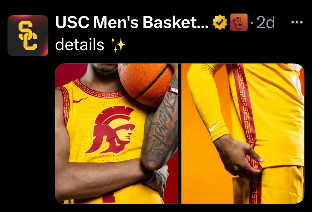 Closeup of new USC jersey details.
