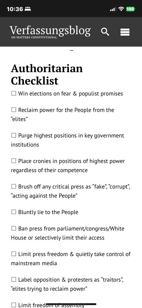 Authoritarian checklist by Verfassungblog. 