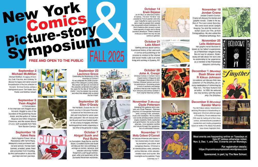 fall 2025 schedule for New York Comics & Picture-story Symposium - see link for info