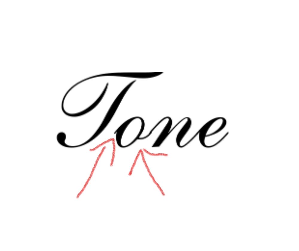 The word "Tone" in fake script