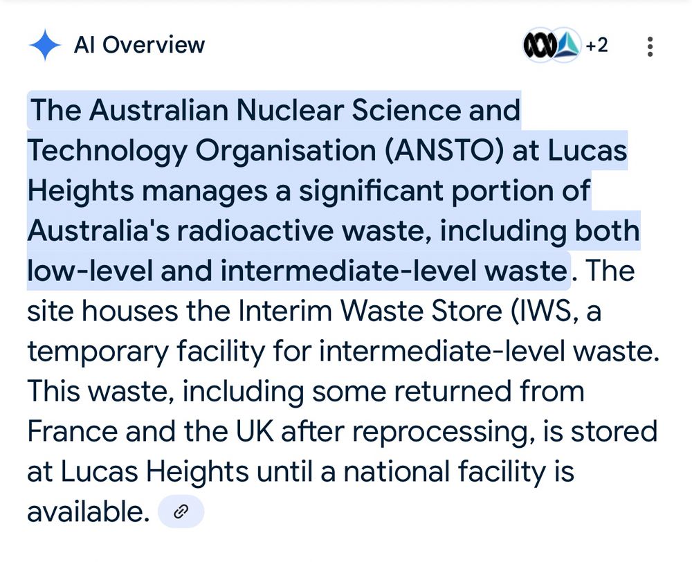 Text explaining that the Lucas Heights Nuclear Facility holds low and intermediate nuclear waste on-site 