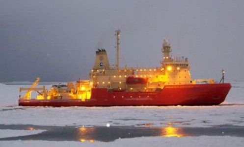 The US Research vessel Nathanial B. Palmer off the coast of Palmer Station Antarctica.