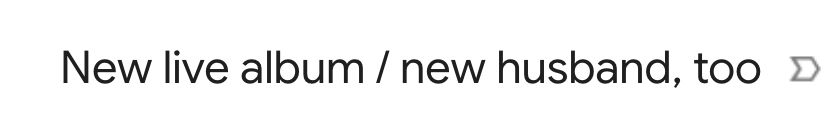 Captura del asunto de un correo de la cantante Laura Veirs en el que se lee: "Nuevo álbum en vivo / también nuevo marido".