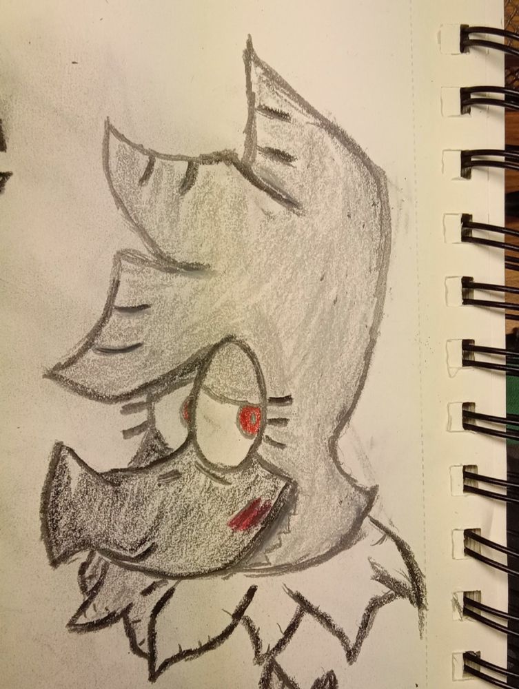 A portrait drawing of  a blushing Pluma