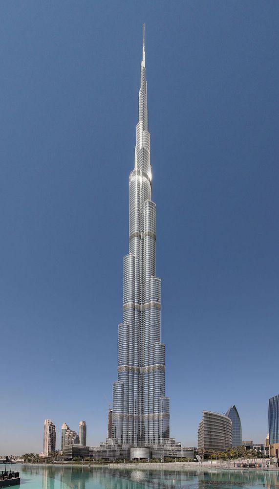 A photo of the Burj Khalifa tower in Dubai.
