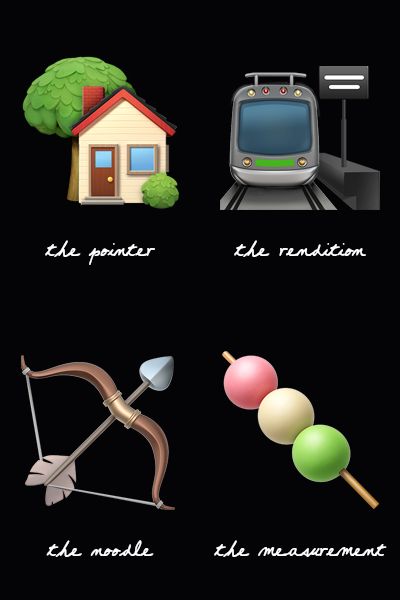 the pointer / the rendition / the noodle / the measurement