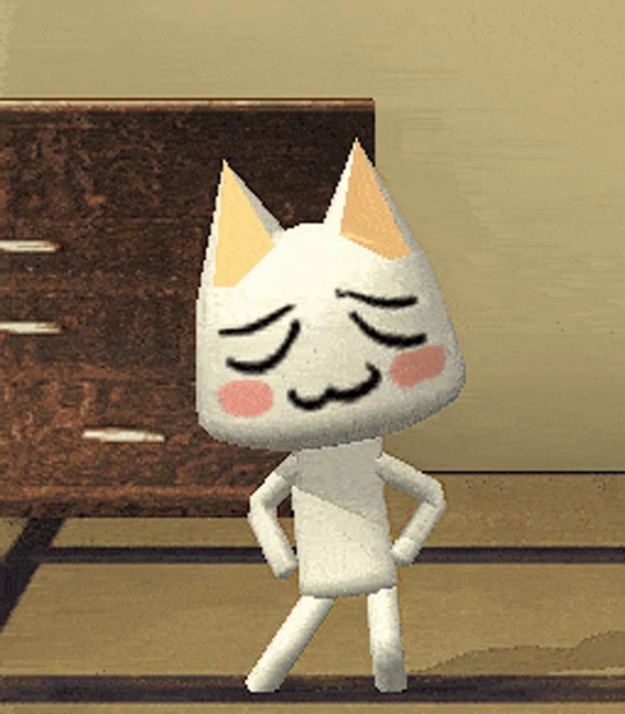 a cartoon cat is standing with his hands on his hips and his eyes closed