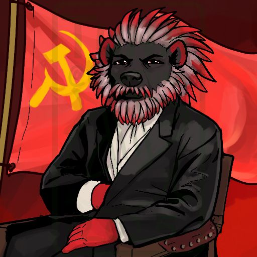 Karl Marx as a red and black hedgehog 