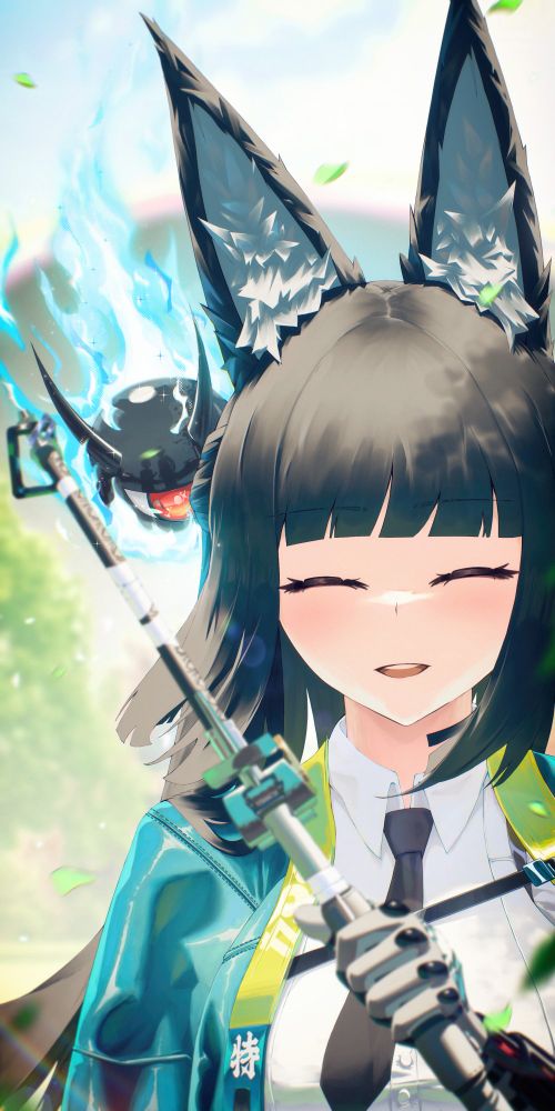 Fanart of Hoshimi Miyabi from Hoyoverse game titled Zenless Zone Zero done by me, in the pic depicted Miyabi smiles for a celebration gathering after successful hollow invesstigation