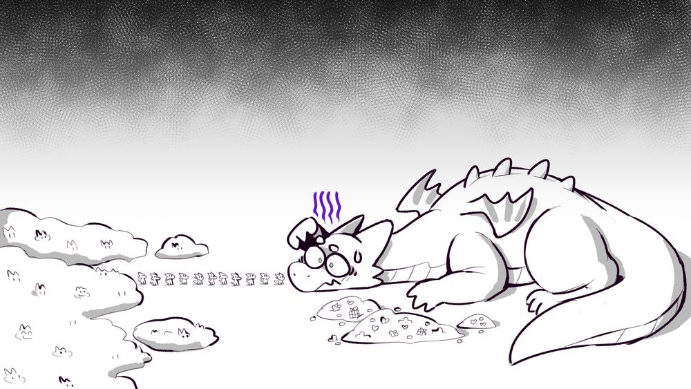 the same dragon in the quoted post with a pile of gifts and still hundreds of kobolds lined up to see them