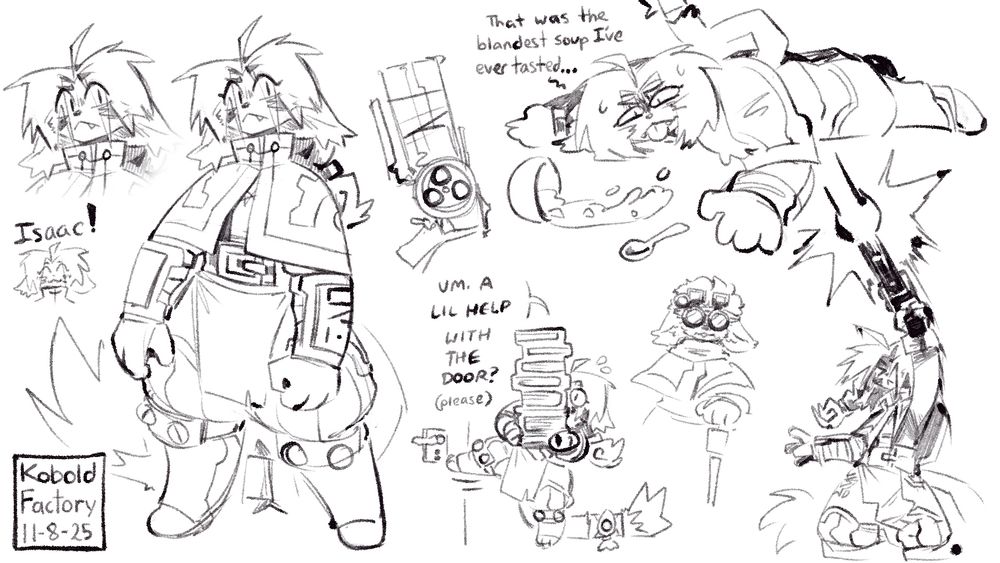 doodles of my character Isaac (he/she)
isaac is a short anthropomorphic catlike creature with curtain bangs and a large braided ponytail