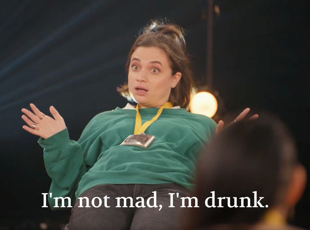 Angela Giarratana defensively saying "I'm not mad, I'm drunk."