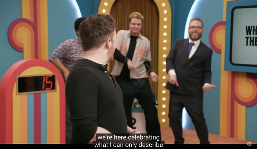 Screenshots from the Game Changer episode "Second Place" where Brennan Lee Mulligan is saying "we're here celebrating what I can only describe as the sickness at the core of America".