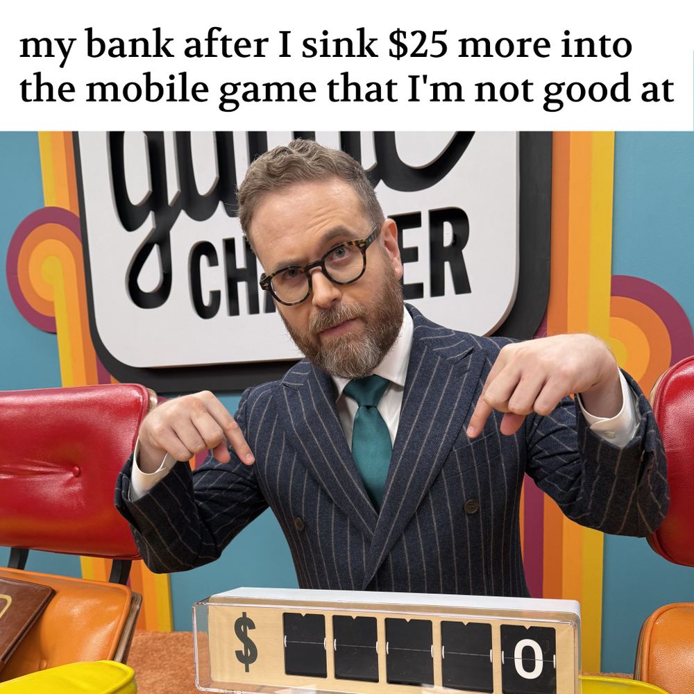 A meme of Sam Reich pointing to a money counter that reads zero from the set of "Fool's Gold".