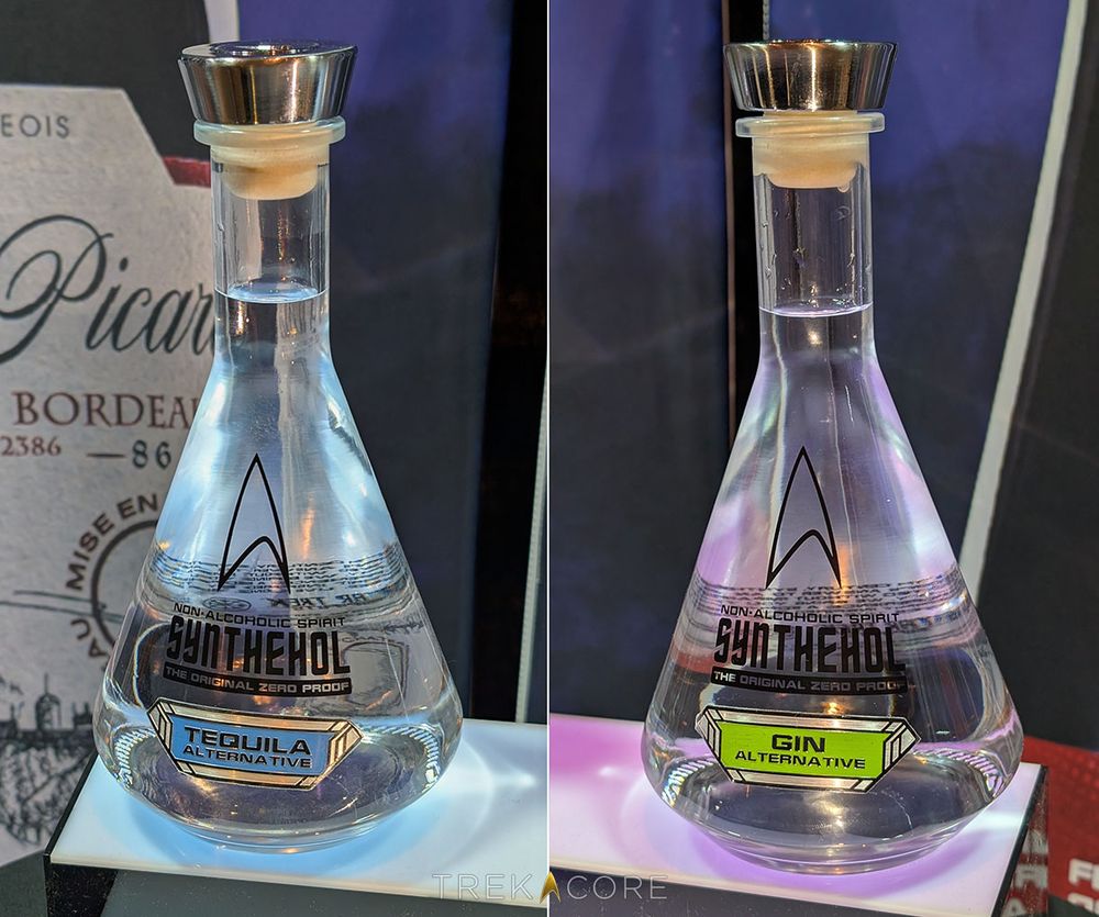 Star Trek Wines & Spirits bottles of "Synthehol" - alcohol alternatives Tequila and Gin