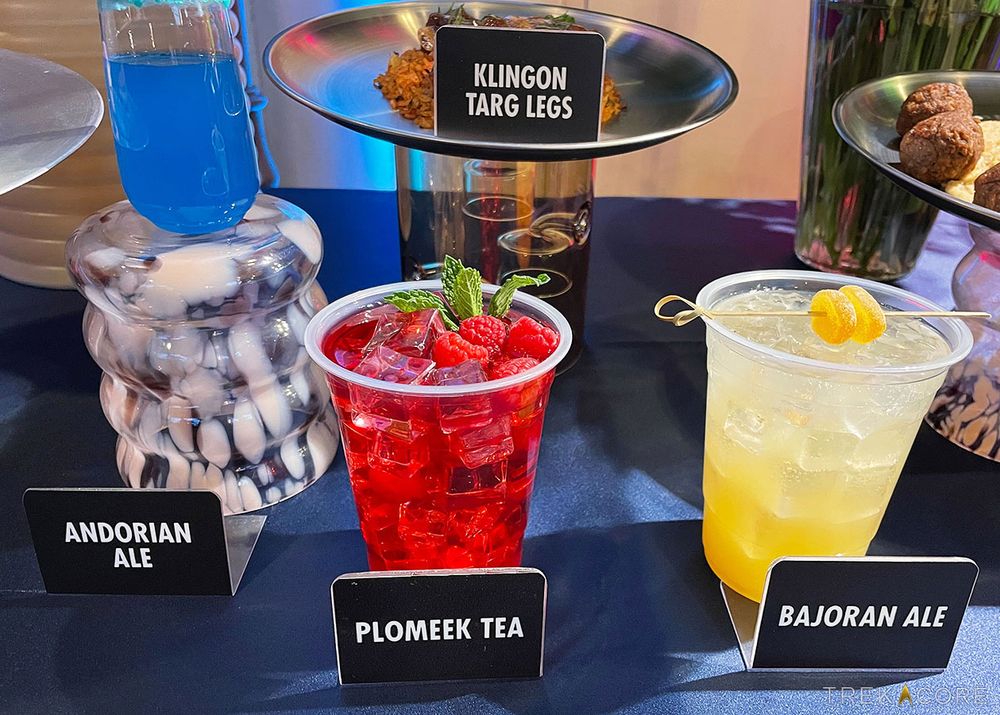 Beverages: Andorian Ale, Plomeek Tea, Bajoran Ale