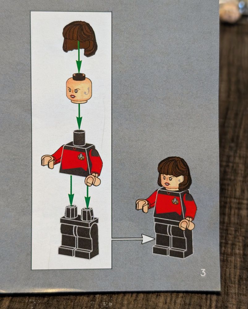 Assembly diagram for Ro Laren Lego minifigure 