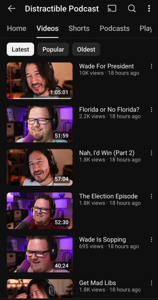 Distractible Podcast's youtube channel