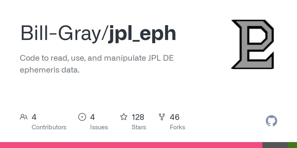 GitHub - Bill-Gray/jpl_eph: Code to read,  use,  and manipulate JPL DE ephemeris data.