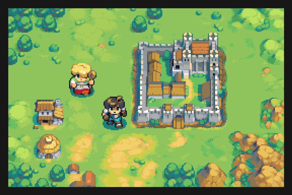 WIP of tile assets for a classic SRPG. Tiles are 32x32px. A castle is featured.
