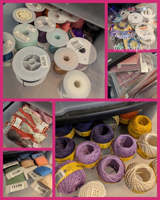 Een collage van foto's van verschillende koordmaterialen: waxkoord, satijnkoord, twist-art, hennepkoord, imitatieleren koorden en nylondraad.