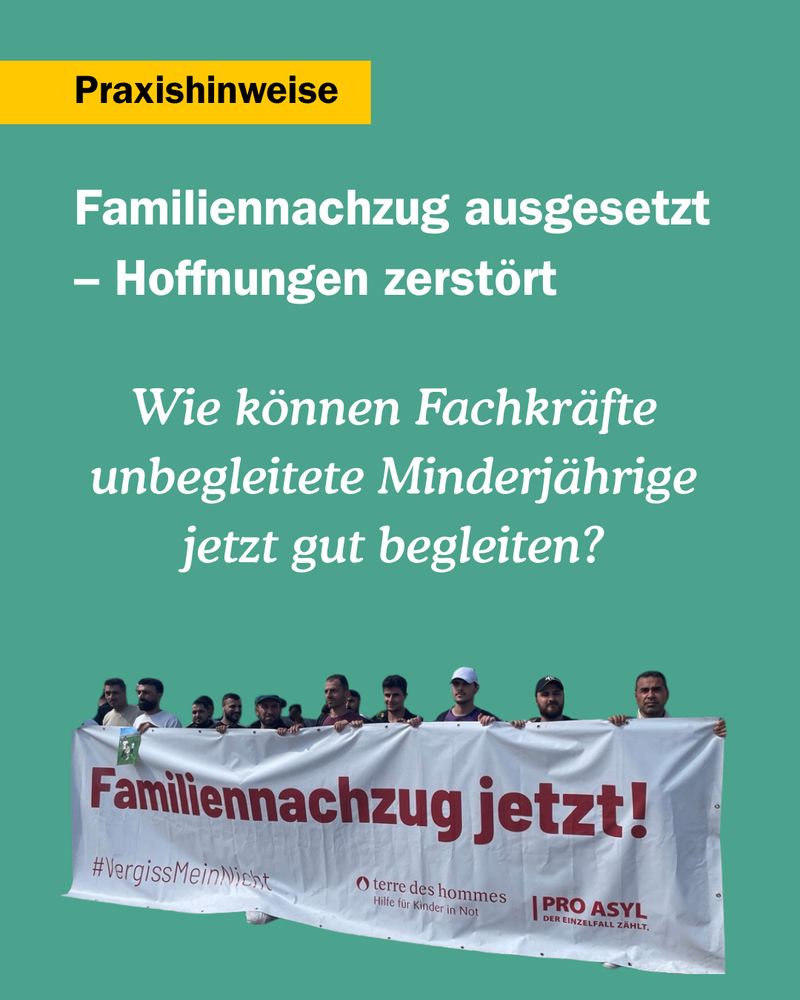 Familiennachzug ausgesetzt - Hoffnungen zerstört - Wie können Fachkräfte unbegleitete Minderjhrige jetzt gut begleiten? Foto: Demo gegen die Aussetzung des Familiennachzugs in Berlin. 