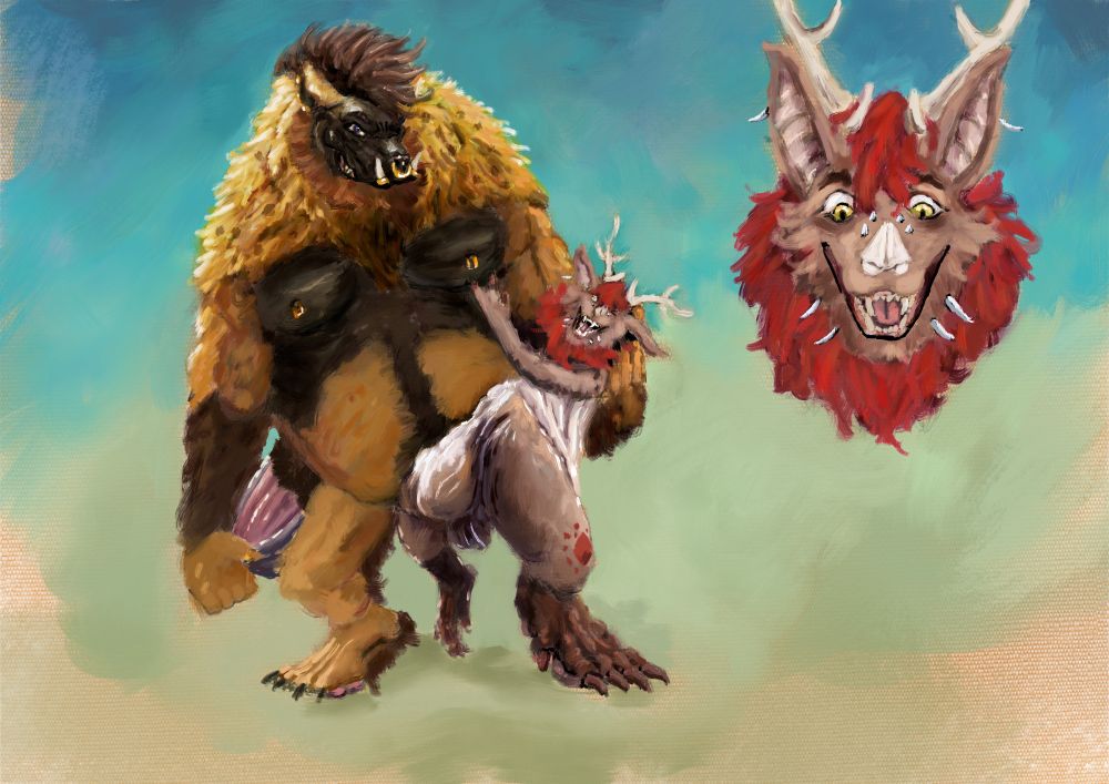 Hogey Stepping into Faulty (living suit), headshot of faultys face looking shocked