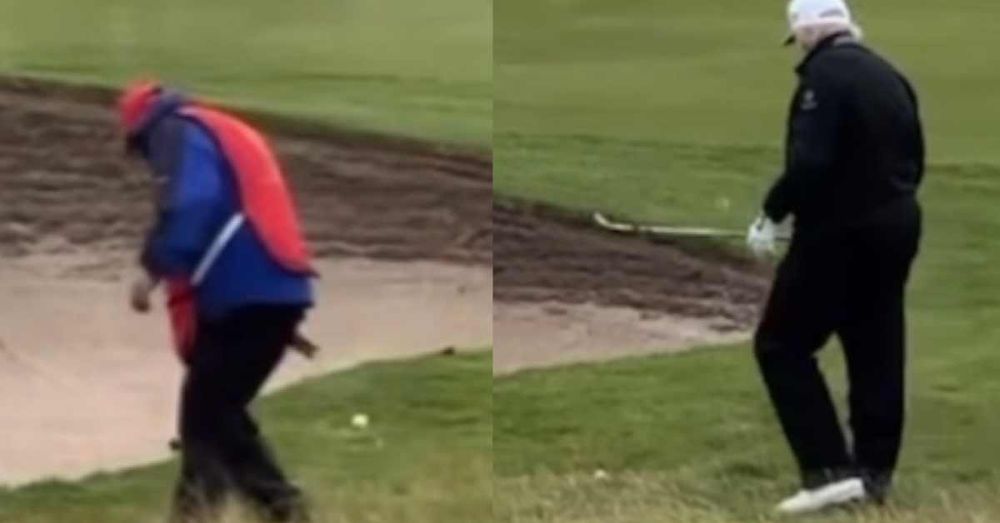Footage from Scotland shows caddie tossing ball into fescue for Trump