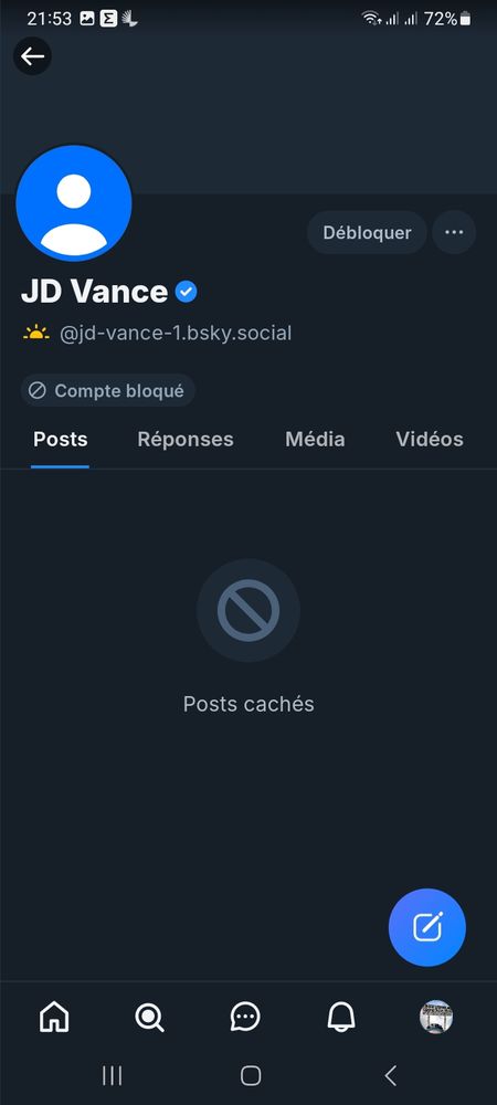 JD Vance account blocked