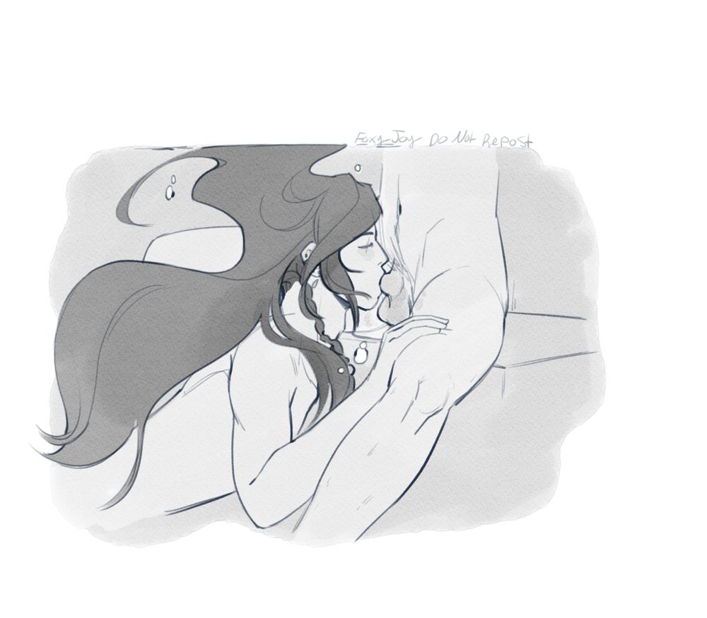 digital sketch. a look at what's under the water. Hua Cheng is sucking Xie lian's dick. He doesn't have his eyepatch on. 