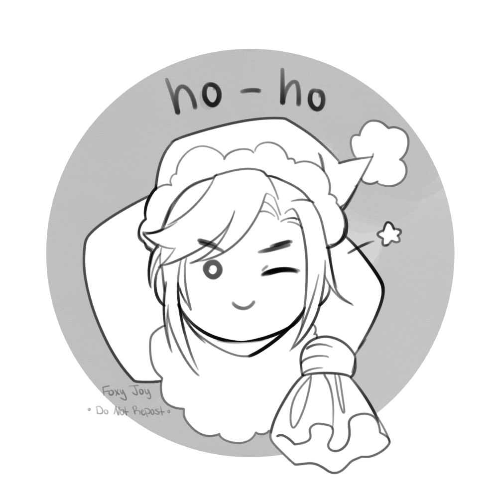 Digital illustration. Pei Ming dressed as Santa as a play on his "Ho ho" line