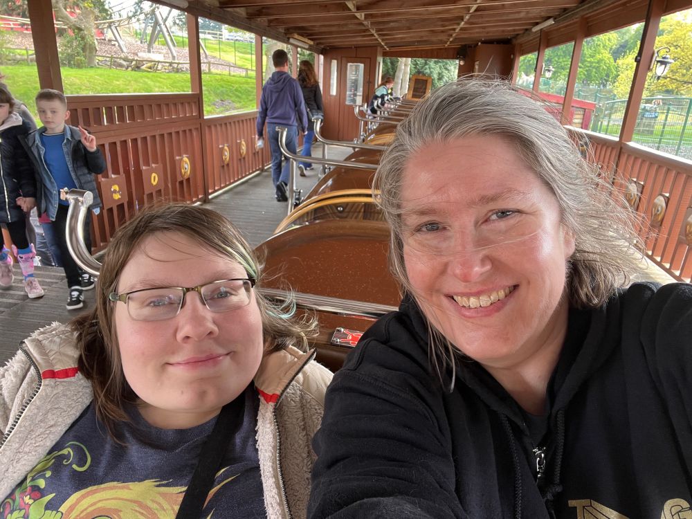D and E onna dinky, powered roller coaster smiling nicely as our parents taught us 
