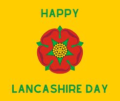 Heraldic Red Rose of Lancaster on a yellow background