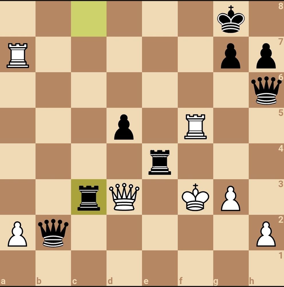 Chess board.

6k1/R5pp/7q/3p1R2/4r3/2rQ1KP1/Pq5P/8 w - - 10 38