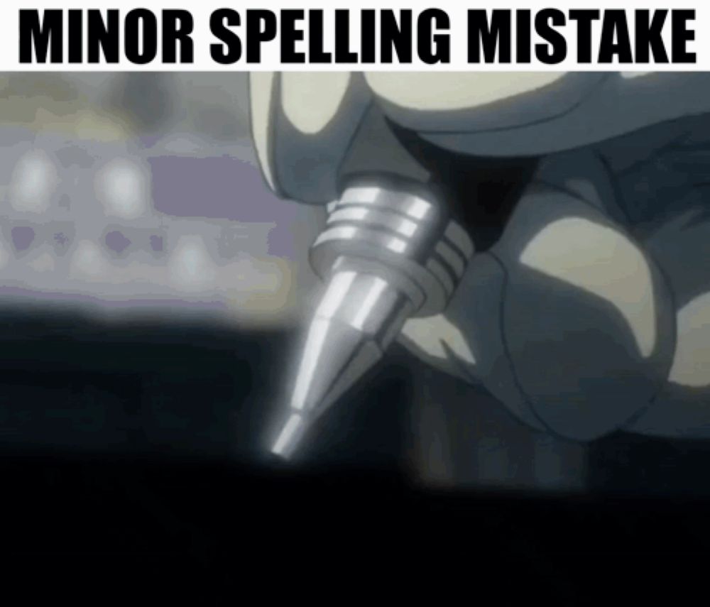 a person is holding a pen with the words minor spelling mistake written below it