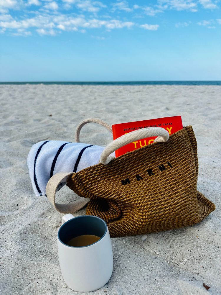 beach bag and coffee 
