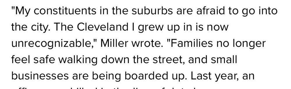 Dumb quote from a US representative who doesn’t represent Cleveland claiming Cleveland is unsafe when it’s not.