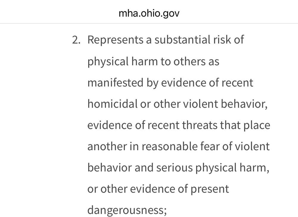 Ohio’s Application for Emergency Admission when one represents a threat to others 