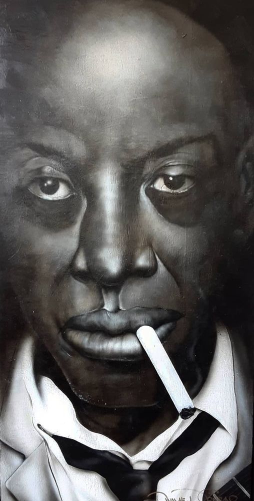 "Cross Roads" Robert Johnson on wood panel 2x4ft. acrylic on wood. 😎