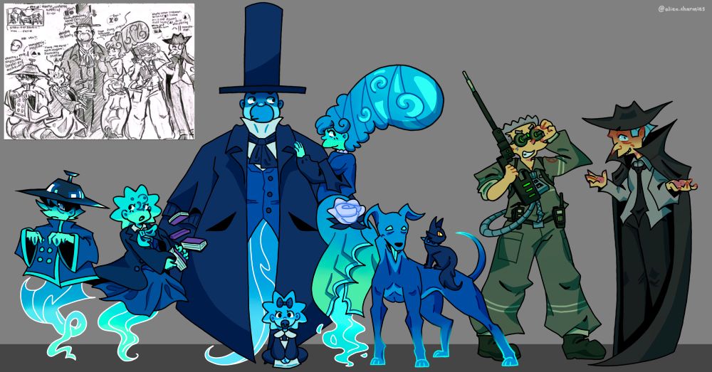 A digital lineup of various The Simpsons characters, designed for a fanmade Treehouse of Horror concept. From left to right: Bart Simpson, Lisa Simpson, Homer Simpson, Maggie Simpson, Marge Simpson, Santa's Little Helper, Snowball I, Waylon Smithers Jr., Mr Burns.