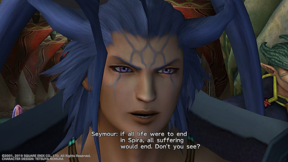 Seymour evil plan is he's going to stop all the suffering in the world by, uh, destroying all life on it.