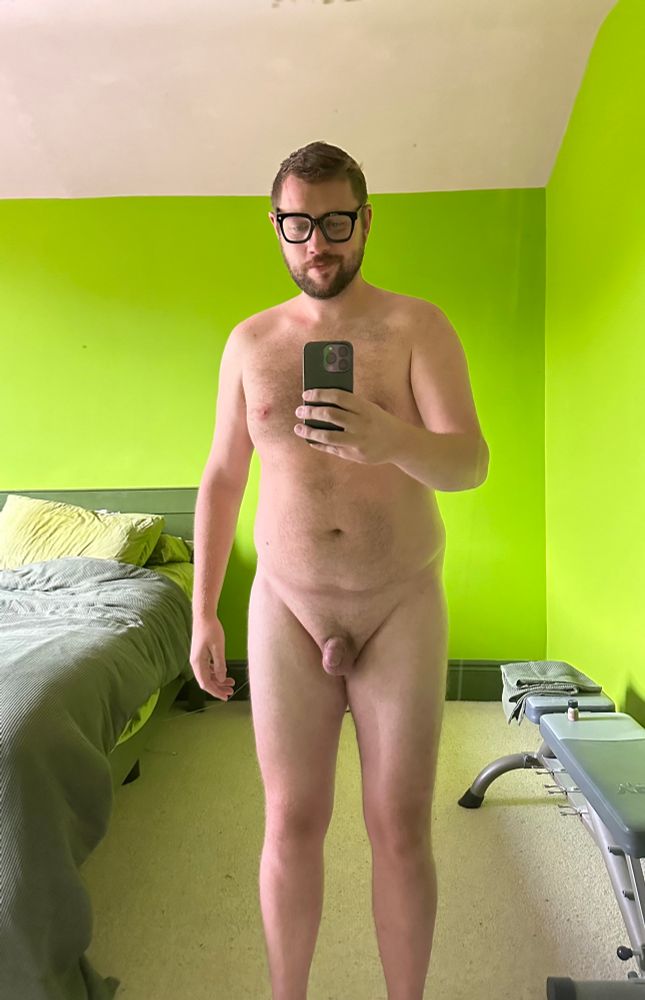 Baked Tall man with cut micro penis and glasses 